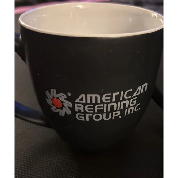 American Refining Group Motor Oil Coffee Cups Mugs Lot Of 2 Black White READ - Picture 2 of 7